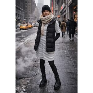 Anthropologie English Factory Striped Midi Dress Ruched Sleeves Scandi Chic Sz S